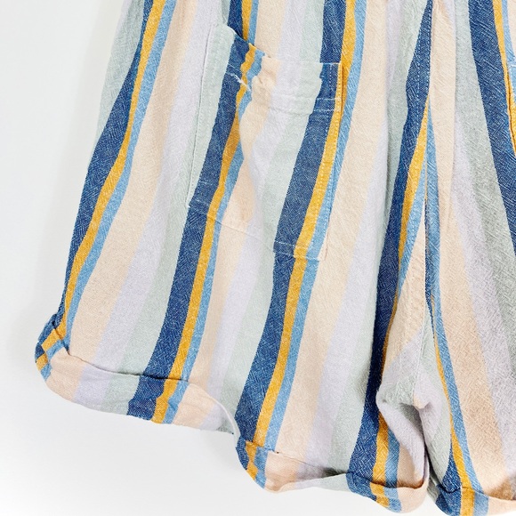 Just Using Multi-Coloured Striped Linen Drawstring Shorts - Picture 4 of 4